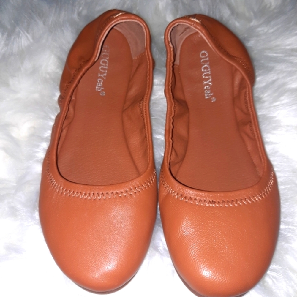 Genuine Leather Foldable Ballet Flats, Comfort Casual Ballerina Flats